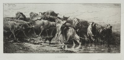 LAbreuvoir, 1866. av Charles Emile Jacque