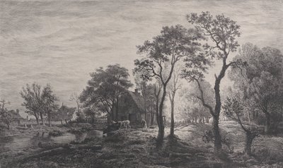 Landskap, efter en skiss av Eglon van der Neer, 1862. av Charles Emile Jacque