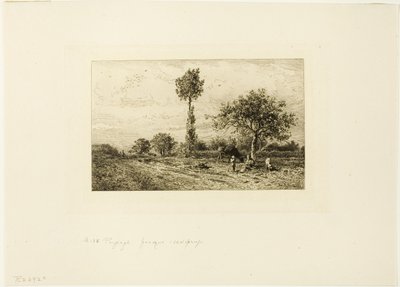 Landskap med kurvig väg av Charles Emile Jacque