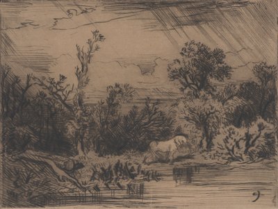 Landskap med åskväder, 1848. av Charles Emile Jacque