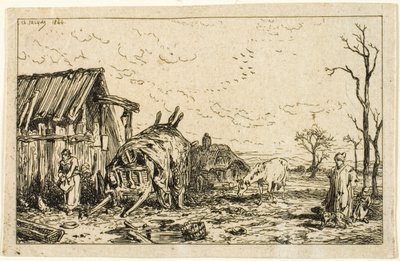 Landskap med Unhitched Cart av Charles Emile Jacque