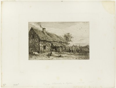 Landskap med bondebostad av Charles Emile Jacque