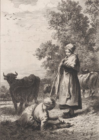 Little Milkmaids, 1864. av Charles Emile Jacque