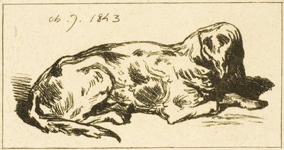 Liggande hund av Charles Emile Jacque