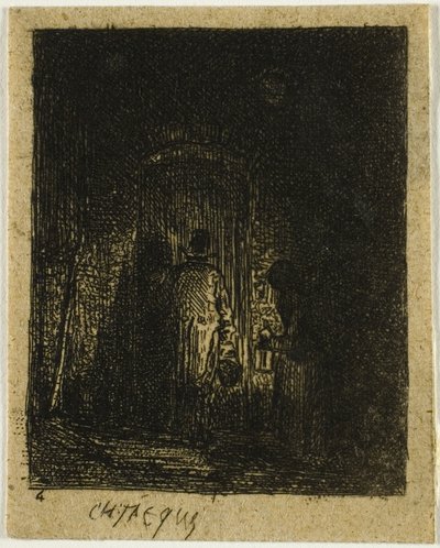 Man och kvinna med lyktor av Charles Emile Jacque