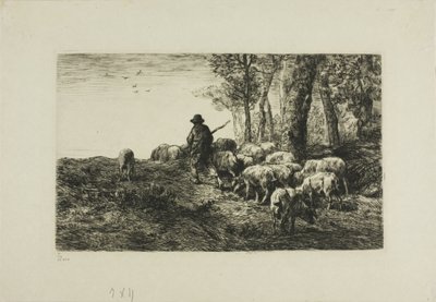 Man med grisflock av Charles Emile Jacque