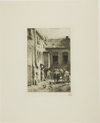 Parisisk innergård av Charles Emile Jacque