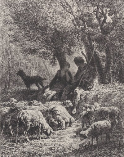 Pastoral scen, 1864. av Charles Emile Jacque