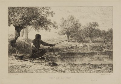 Fiske med levande bete av Charles Emile Jacque