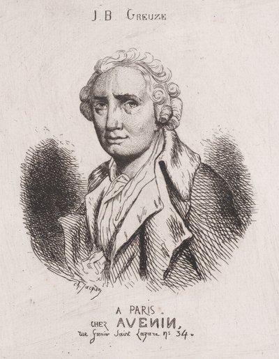 Porträtt av J.B. Greuze, 1800-talet. av Charles Emile Jacque