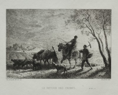 Återvända från fälten av Charles Emile Jacque
