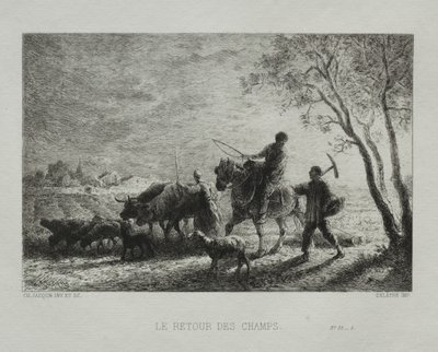 Återvänder från fälten. av Charles Emile Jacque