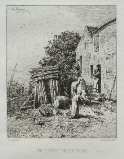 Rustikt hus av Charles Emile Jacque