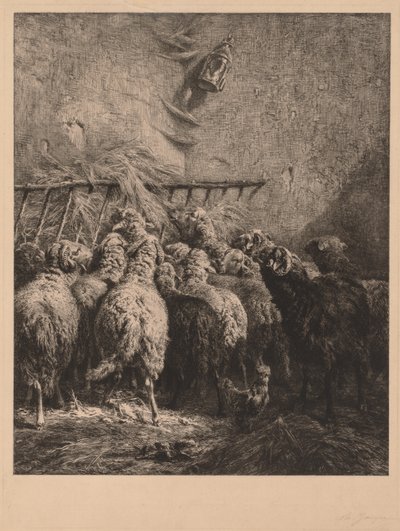 Fårhägn i Béarn av Charles Emile Jacque