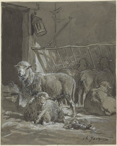 Får i en krubba av Charles Emile Jacque