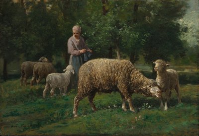 Herdinna med får av Charles Emile Jacque