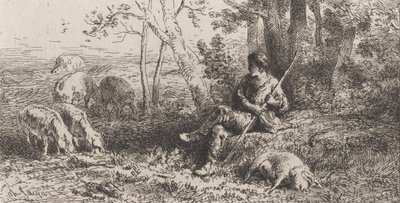 Liten svinbesättning, 1864. av Charles Emile Jacque