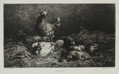 Kycklingarna. av Charles Emile Jacque