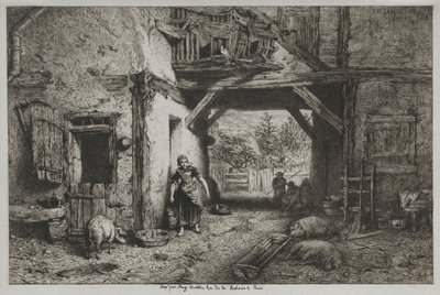Gårdsgården. av Charles Emile Jacque