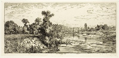 Isle of Aligre, med två båtar av Charles Emile Jacque