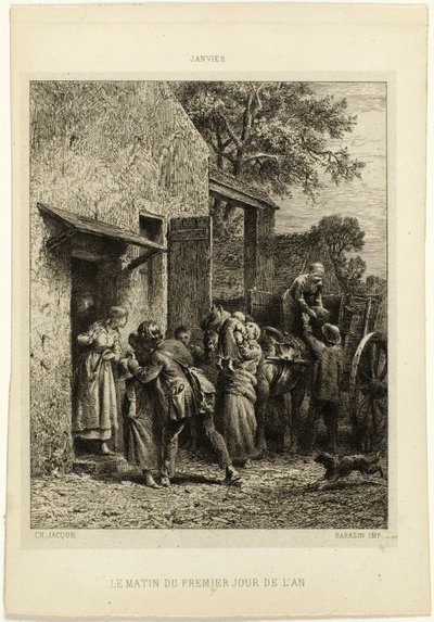Morgonen på årets första dag av Charles Emile Jacque