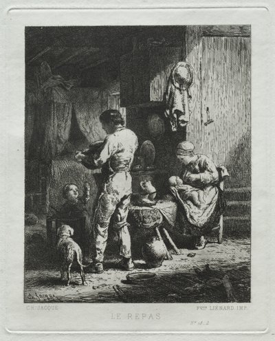 The Repast av Charles Emile Jacque
