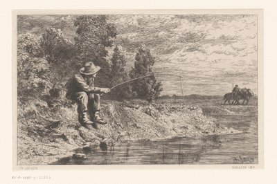 Fiskare på vattnet Peche au gardon av Charles Emile Jacque