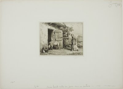 Kvinna som tar hem sina grisar av Charles Emile Jacque