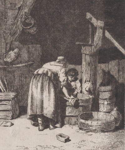 Damtvätt, ca. 1845-50. av Charles Emile Jacque