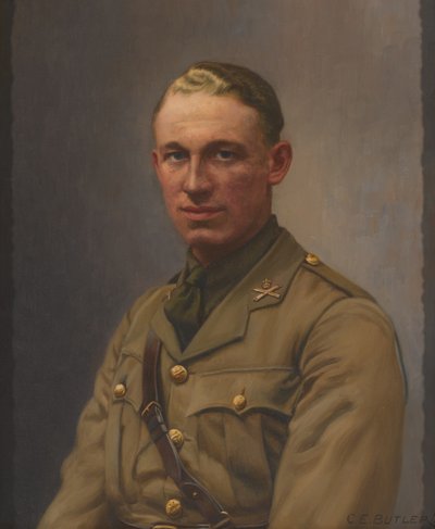 Löjtnant A L Bobby, Machine Gun Corps and the Middlesex Regiment, 1917 ca. av Charles Ernest Butler