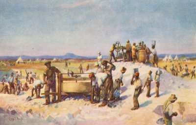 Alluviala diamantgrävningar (färglitografi) av Charles Ernest Peers