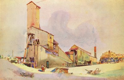 En gammal typ av huvudbonad för gruvarbetare på Rand (färglitografi) av Charles Ernest Peers