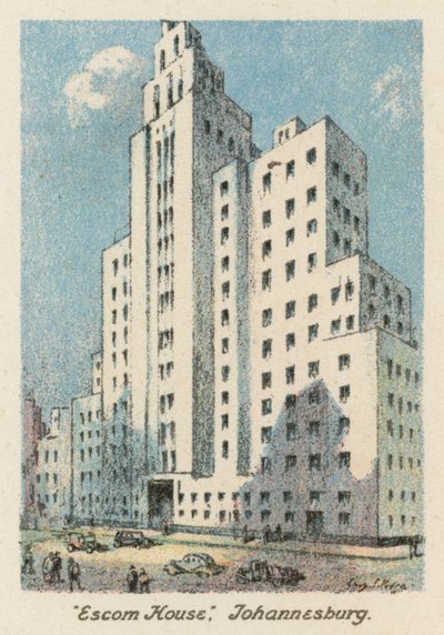 Sydafrika: "Escom House", Johannesburg (färglitografi) av Charles Ernest Peers
