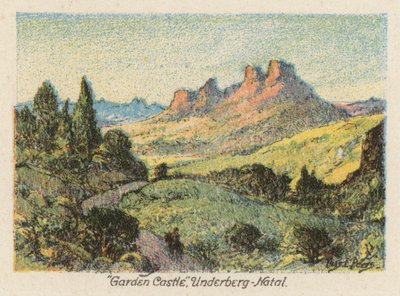 Sydafrika: "Garden Castle", Underberg, Natal (färglitografi) av Charles Ernest Peers