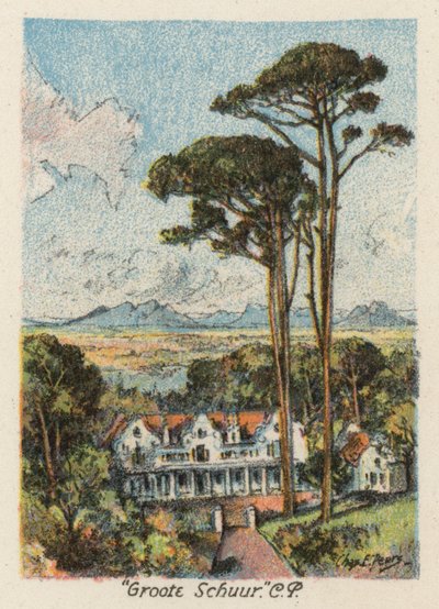 Sydafrika: "Groote Schuur", CP (färglitografi) av Charles Ernest Peers