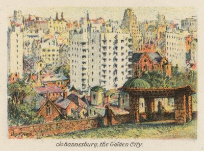 Sydafrika: Johannesburg, den gyllene staden (färglitografi) av Charles Ernest Peers