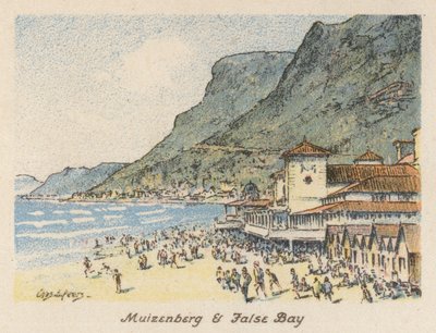 Sydafrika: Muizenberg och False Bay (färglitografi) av Charles Ernest Peers