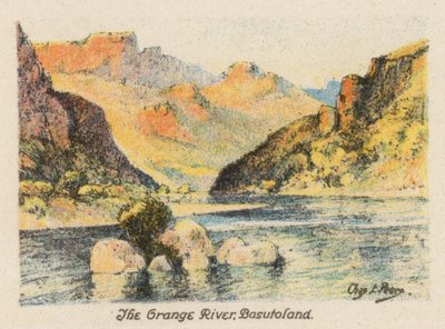 Sydafrika: Orangefloden, Basutoland (färglitografi) av Charles Ernest Peers