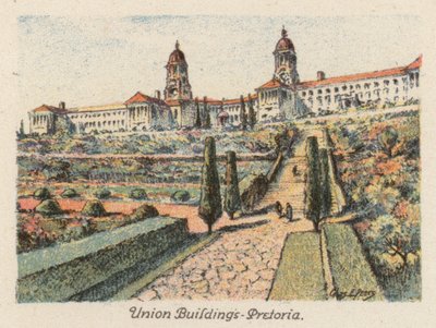 Sydafrika: Union Buildings, Pretoria (färglitografi) av Charles Ernest Peers