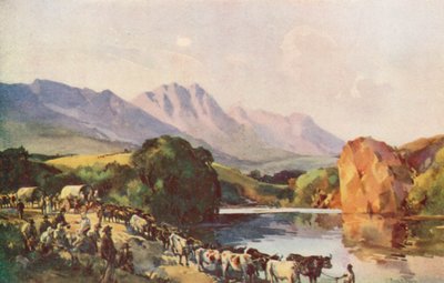 The Voortrekkers (färglitografi) av Charles Ernest Peers