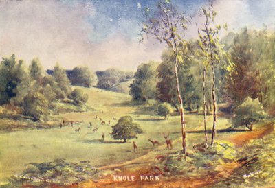 Knole House: Gland i parken (färglitografi) av Charles Essenhigh Corke