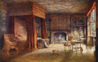 Knole House: Spangled Bedroom (färglitografi) av Charles Essenhigh Corke