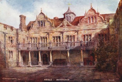 Knole House: Stone Court (färglitografi) av Charles Essenhigh Corke