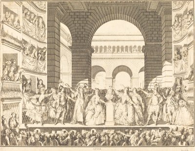 Coronation of Voltaire (The Crowning of Voltaire) av Charles Etienne Gaucher after Jean Michel Moreau