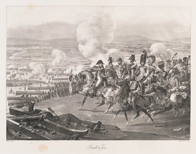 Slaget vid Jena, tidigt 1800-tal (litho) av Charles Etienne Pierre Motte