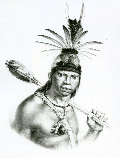 Chief Camacan Montoyo från "A Pittoresque and Historical Trip to Brazil" av Jean Baptist Debret, 1834 av Charles Etienne Pierre Motte