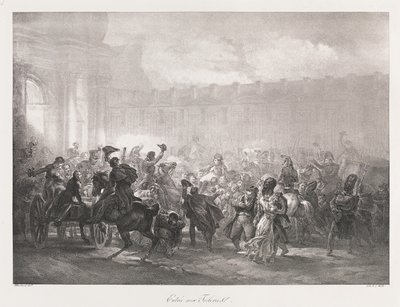Tuileriernas inträde, tidigt 1800-tal (litho) av Charles Etienne Pierre Motte