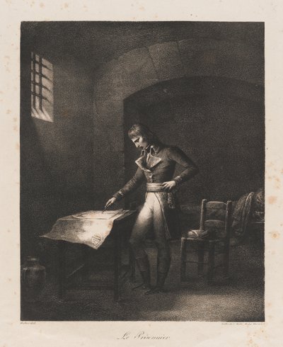 Fången, tidigt 1800-tal (litho) av Charles Etienne Pierre Motte