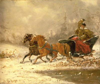 Återvänder hem på vintern av Charles Ferdinand De La Roche
