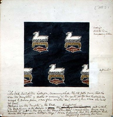 `Halcyon`, design för en tygdesign, ca 1895 (akvarell på papper) av Charles Francis Annesley Voysey